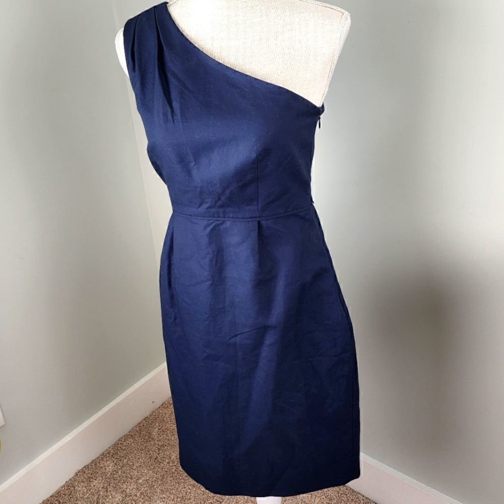 J CREW WOMEN'S MISHA ONE SHOULDER WITH SUBTLE PLEATING FITTED DRESS SIZE 0